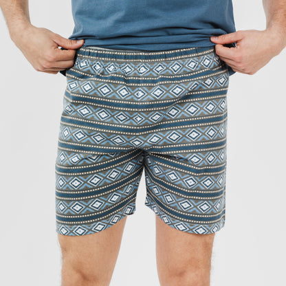 Pijama curto masculino Omega azul de algodão
