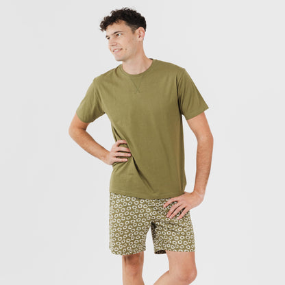 Pijama curto masculino Khalil em algodão verde