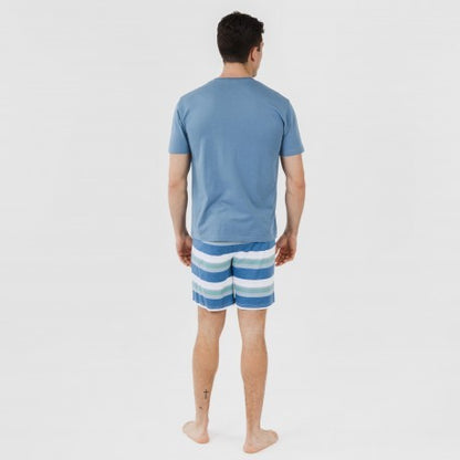 Pijama curto masculino de algodão, listrado Mark Indigo.