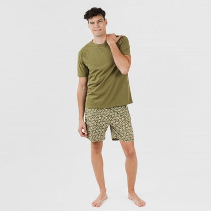 Pijama curto masculino Khalil em algodão verde
