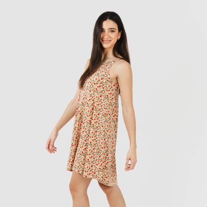 Vestido curto tomara que caia Musa em crepe terracota