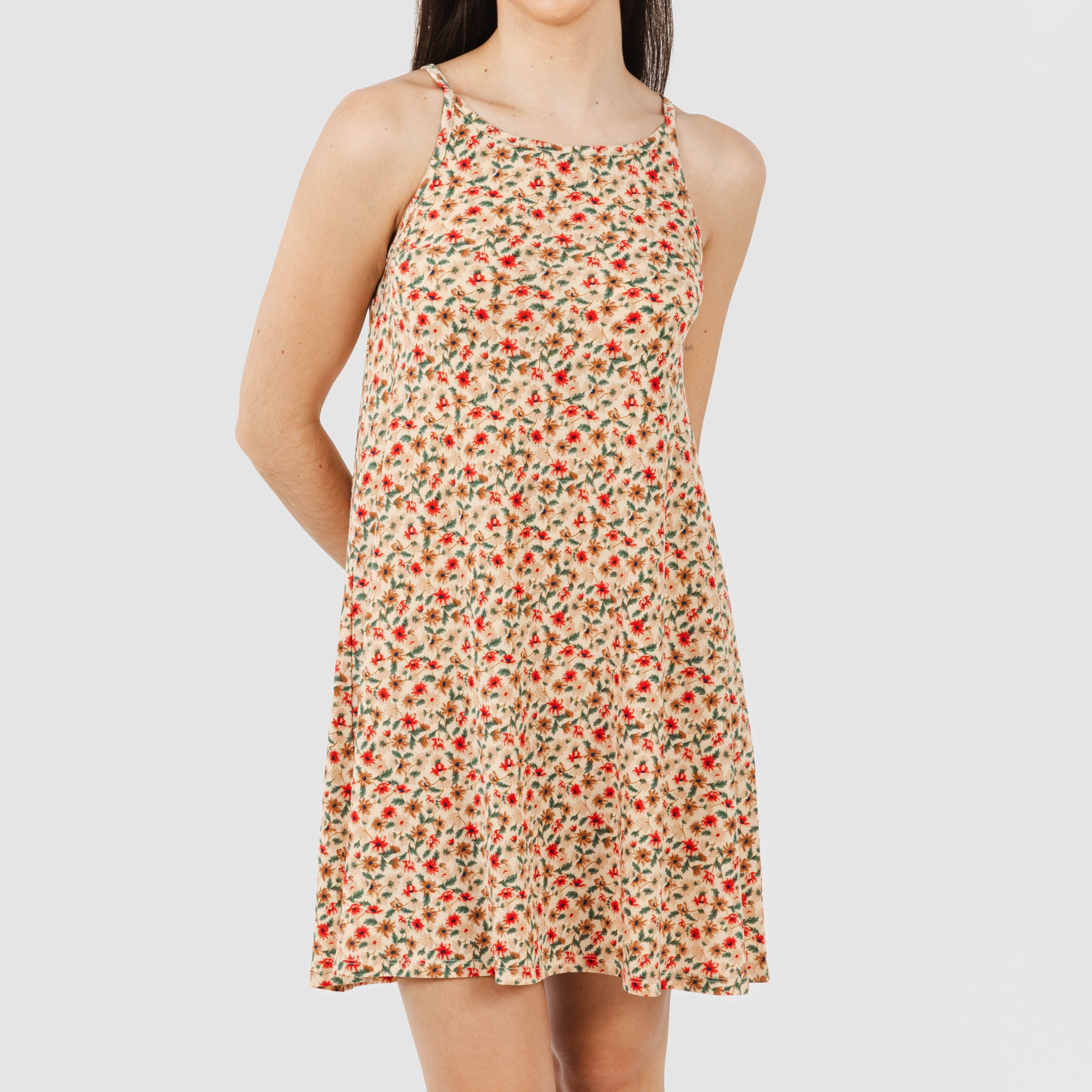 Vestido curto tomara que caia Musa em crepe terracota