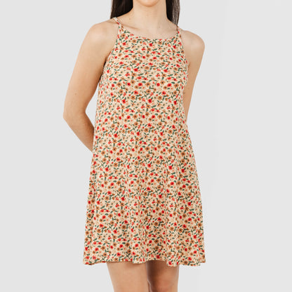 Vestido curto tomara que caia Musa em crepe terracota