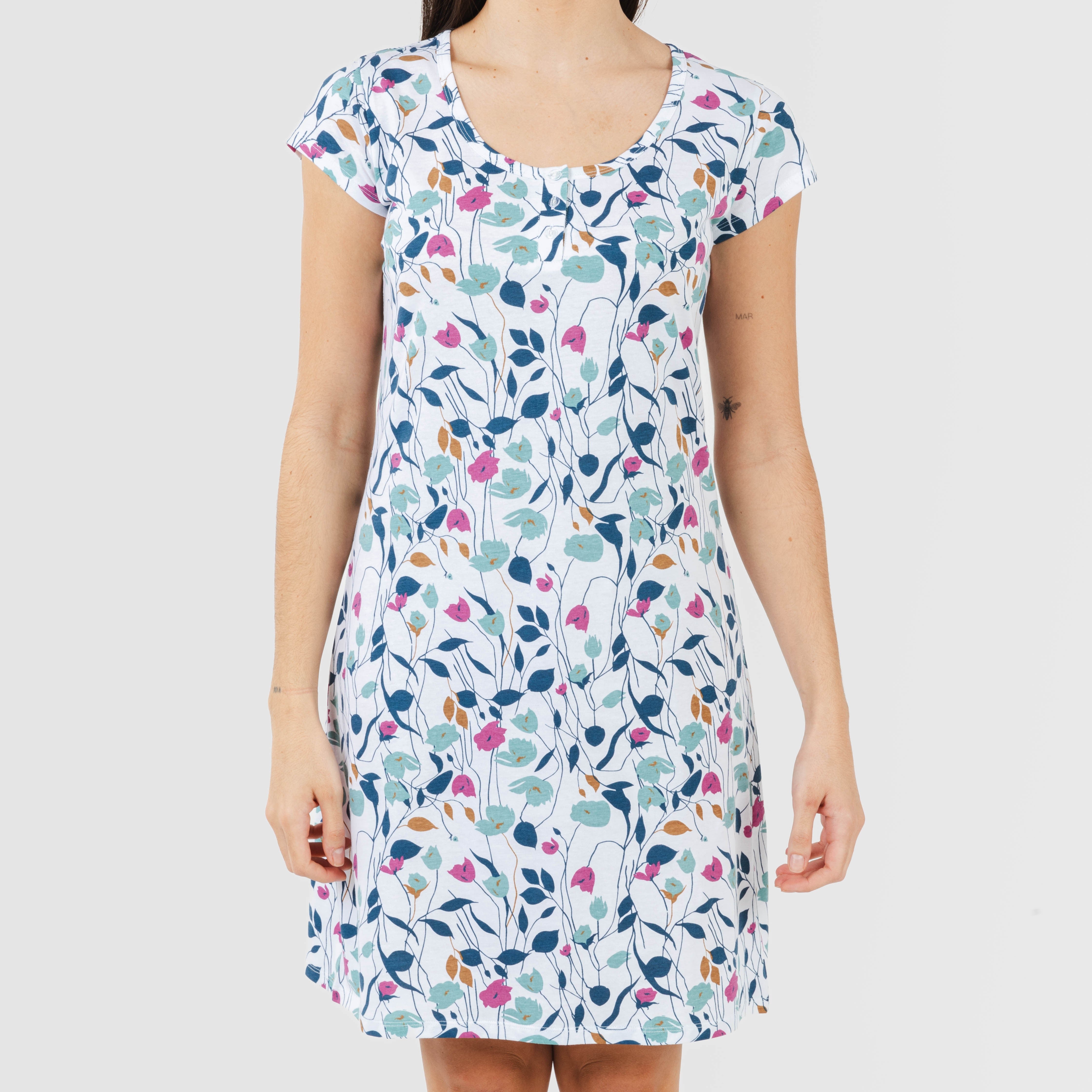 Blusa Maura de algodão azul-petróleo