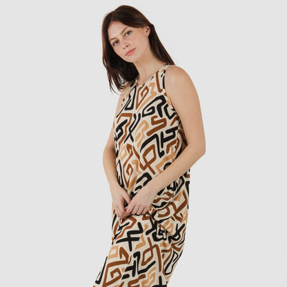 Vestido Domeka de crepe com alças longas, tamanho único.