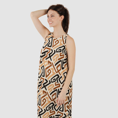 Vestido Domeka de crepe com alças longas, tamanho único.