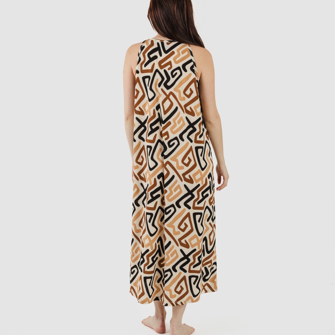 Vestido Domeka de crepe com alças longas, tamanho único.