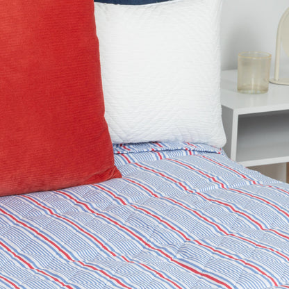 Colcha de cama Fermin azul listrada