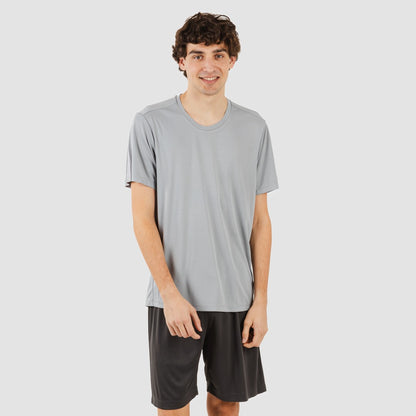 Conjunto esportivo curto masculino, cor pérola marengo