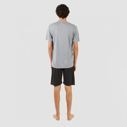 Conjunto esportivo curto masculino, cor pérola marengo