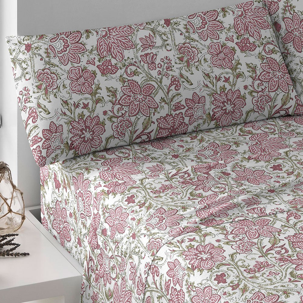 Jogo de lençóis algodão Camelia marsala