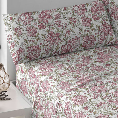 Jogo de lençóis algodão Camelia marsala