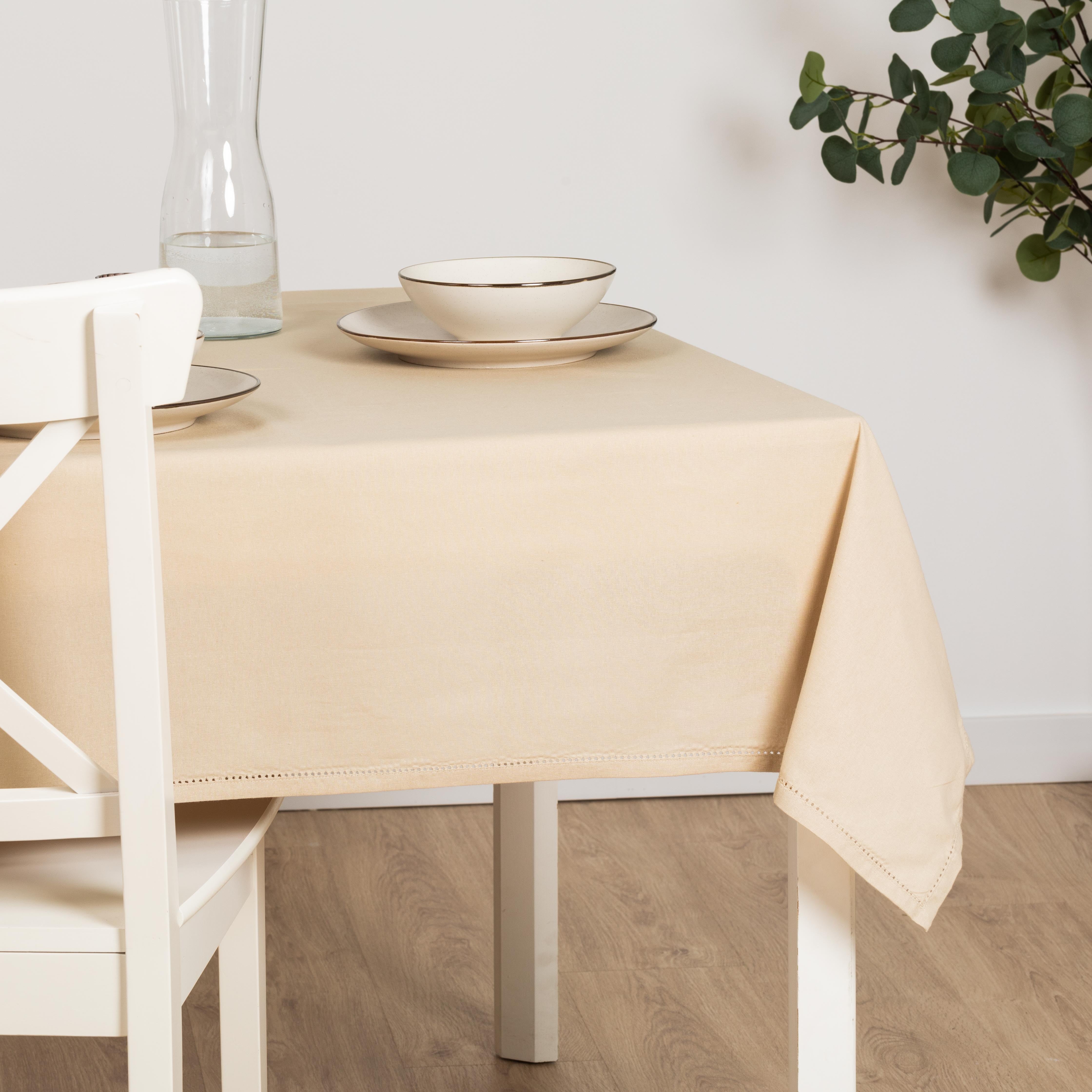 Toalha de mesa lisa de algodão resistente a manchas