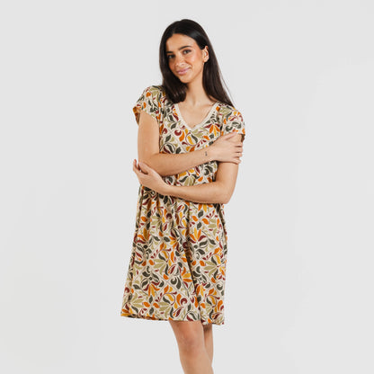 Vestido curto Cilian em crepe com mangas fluidas