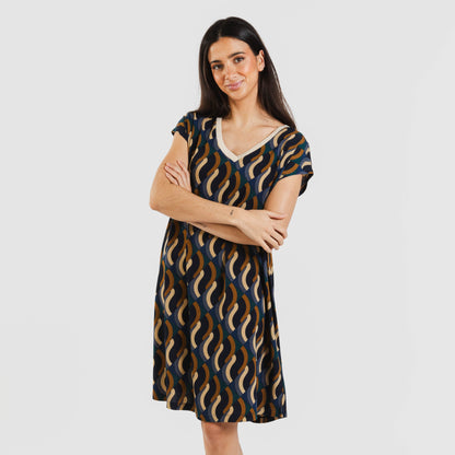 Vestido curto Roser em crepe com mangas fluidas