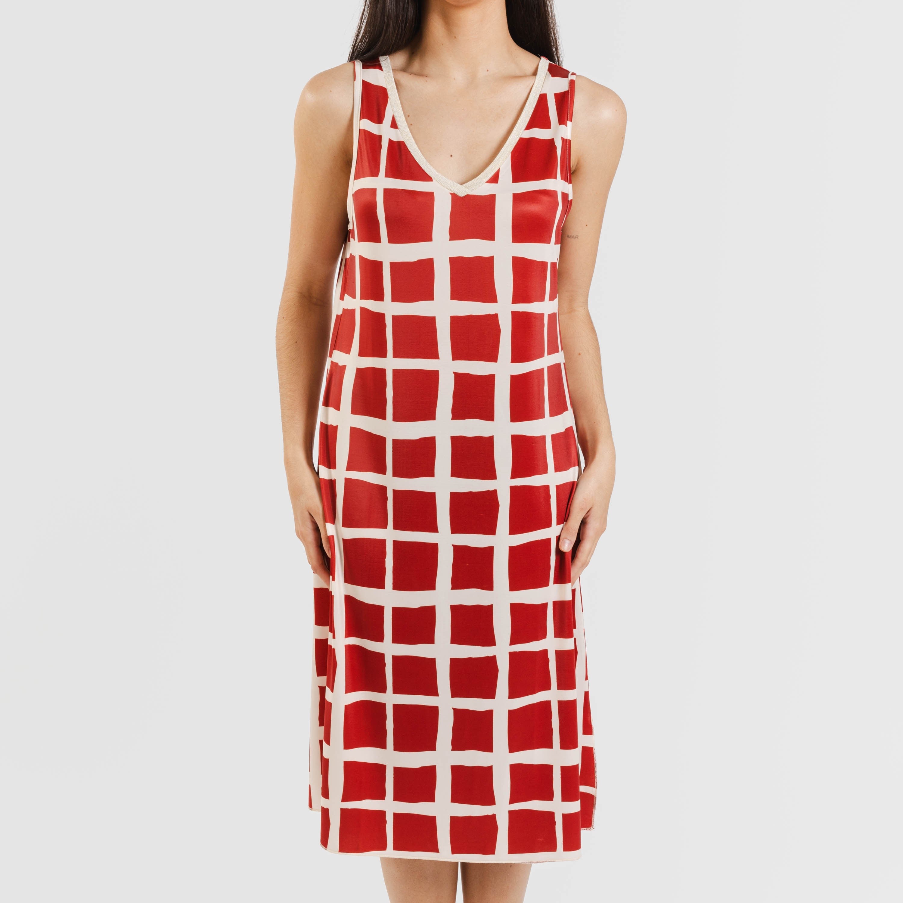 Vestido midi Naroa com alça macia, terracota