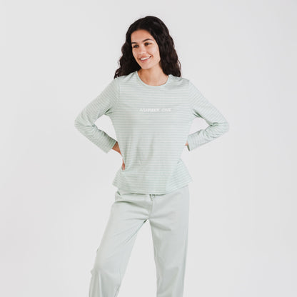 Pijama largo algodón Denis verde tiffany