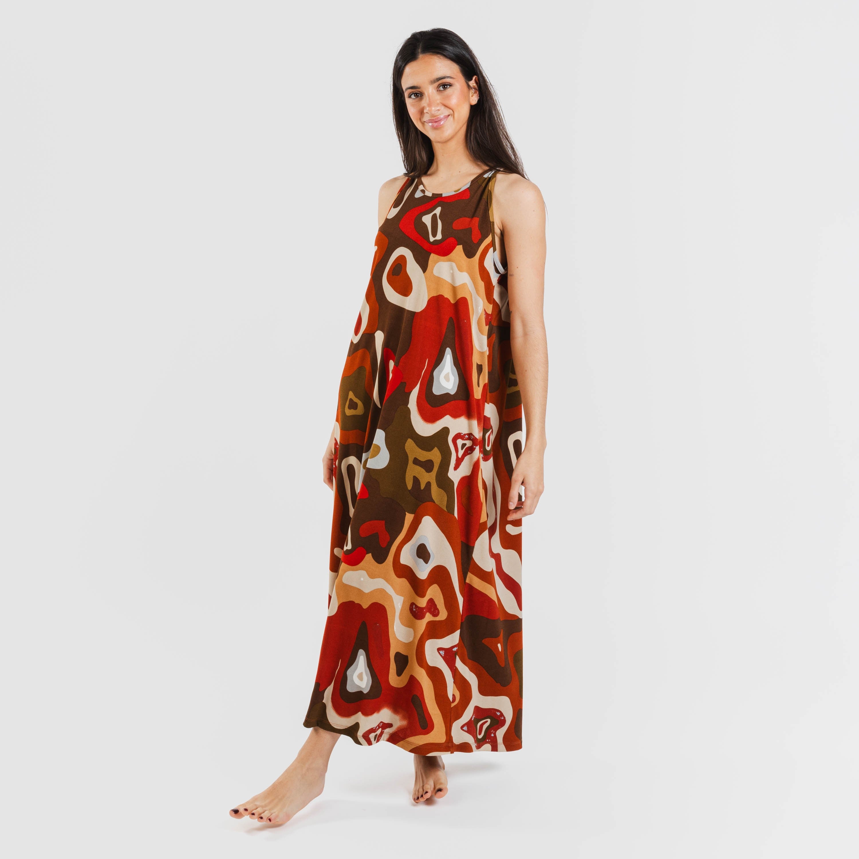 Vestido Edurne T tamanho único em crepe com alças longas