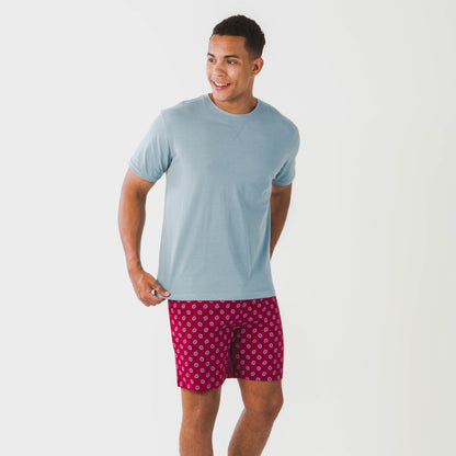 Pijama curto masculino Benetto em algodão, azul