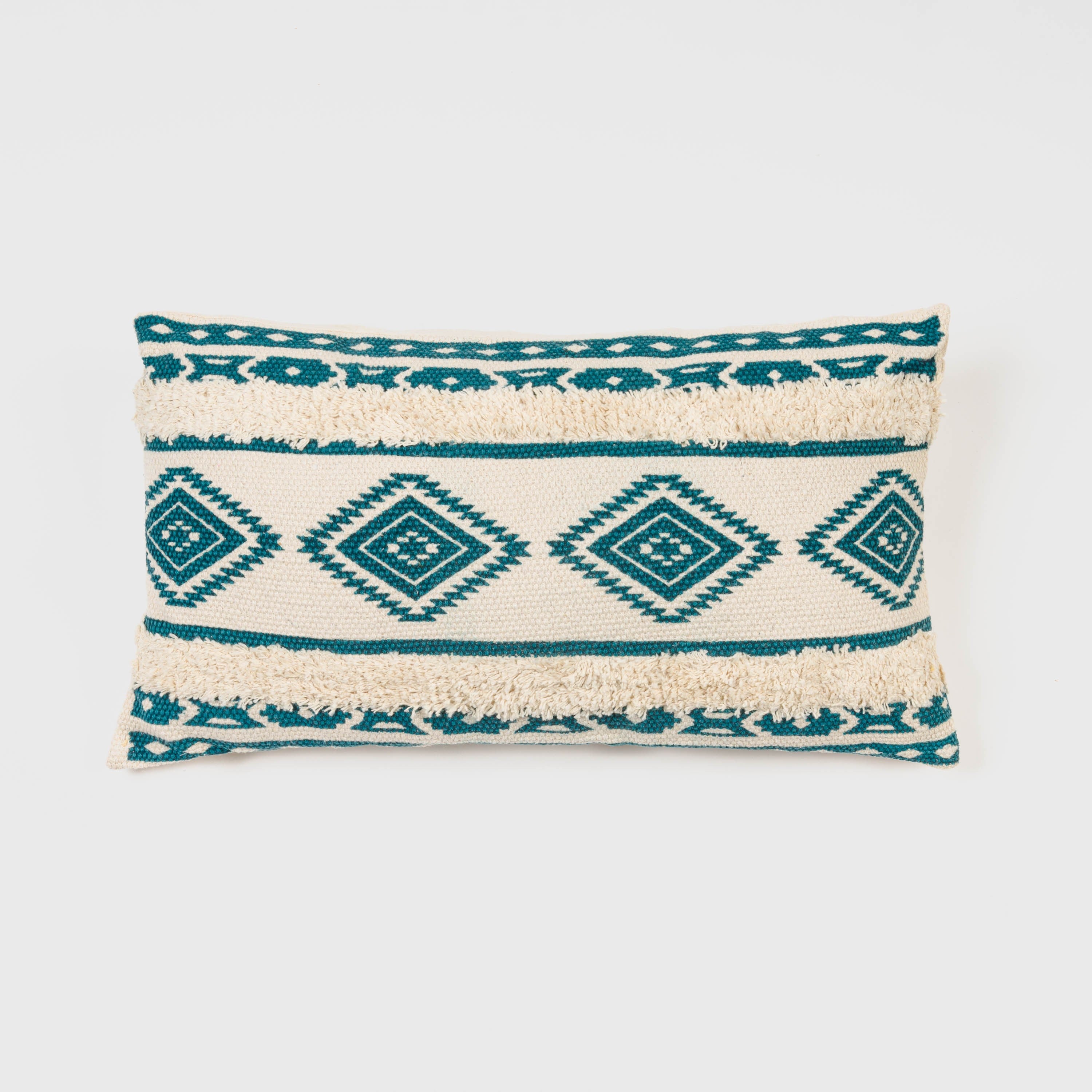 Almofada retangular de algodão 30x50 Abad verde - fronha + enchimento