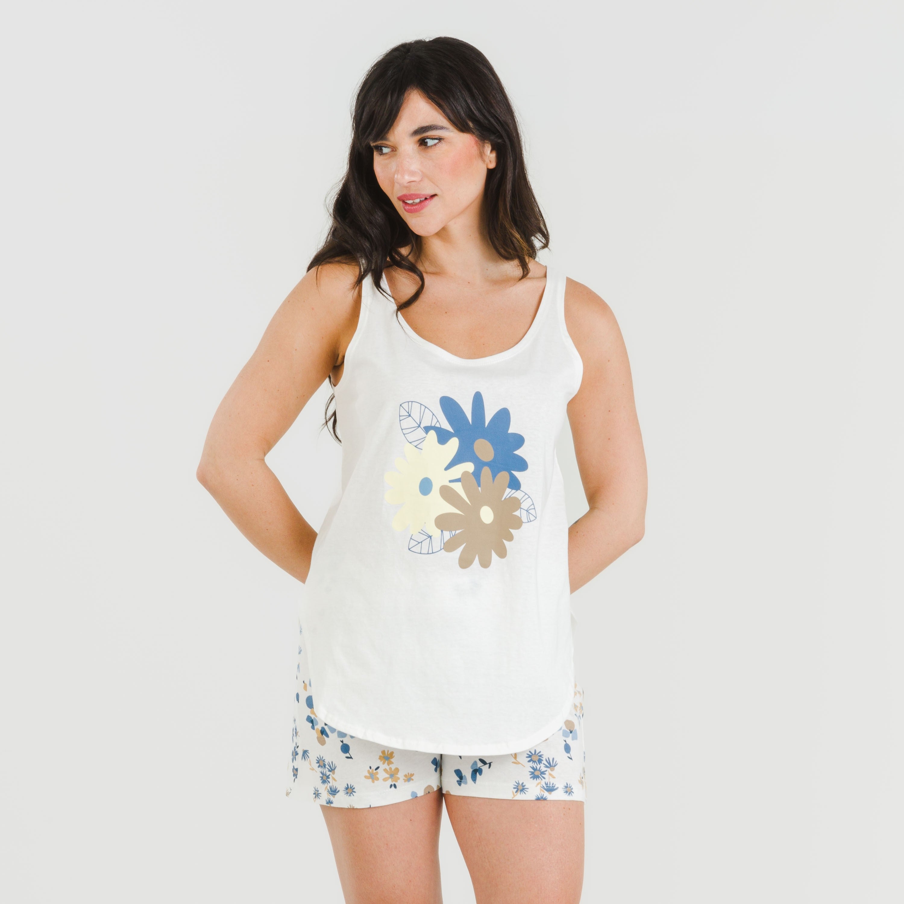 Pijama curto de algodão índigo Arauz