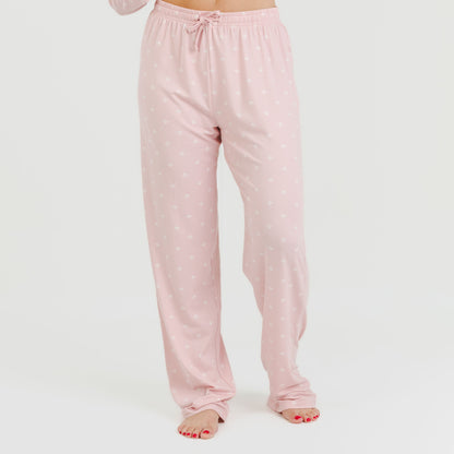 Pijama longo e macio Embera para mulheres, rosa claro