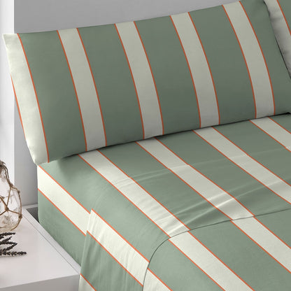 Conjunto de lençóis de algodão listrados para caça Marita Green