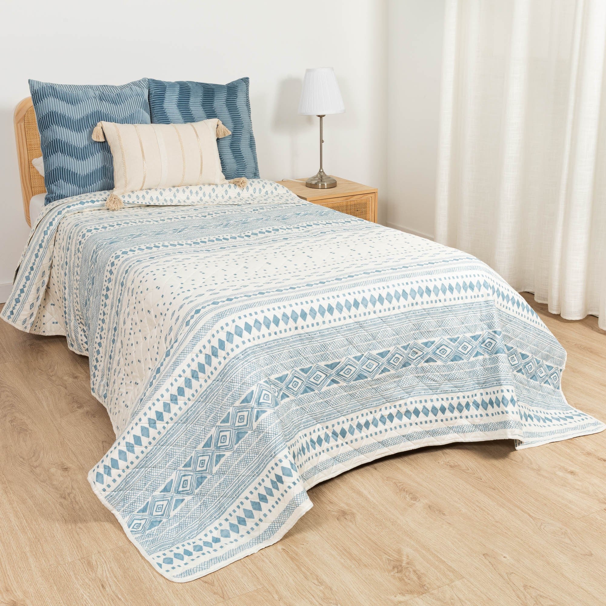 Colcha Zorione índigo bouti