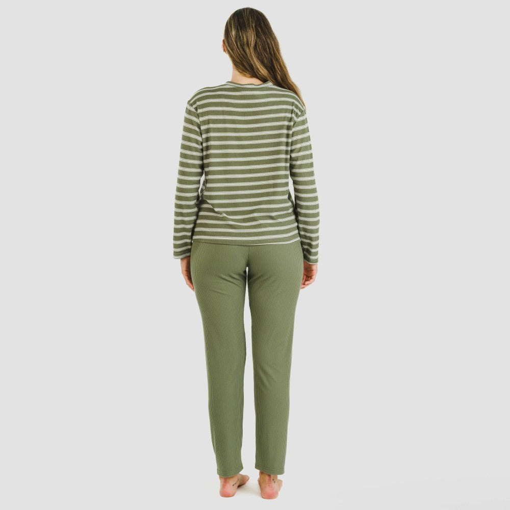 Pijama canelado bicolor