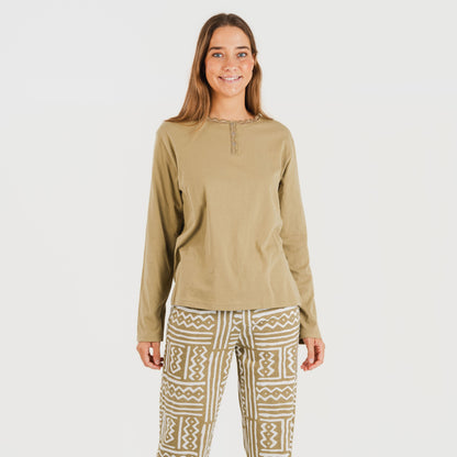 Pijama largo algodón Vinuesa arena