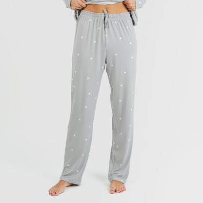 Pijama longo feminino macio Choer cinza