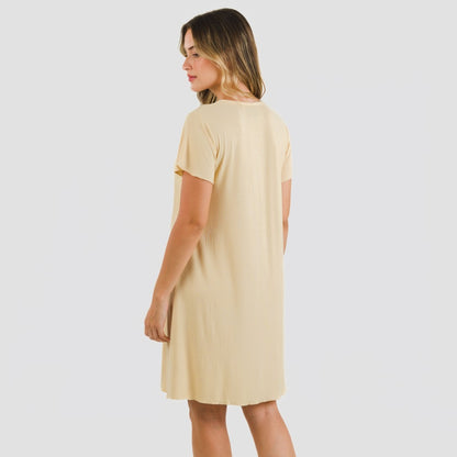 Blusón manga corta canalé viscosa liso