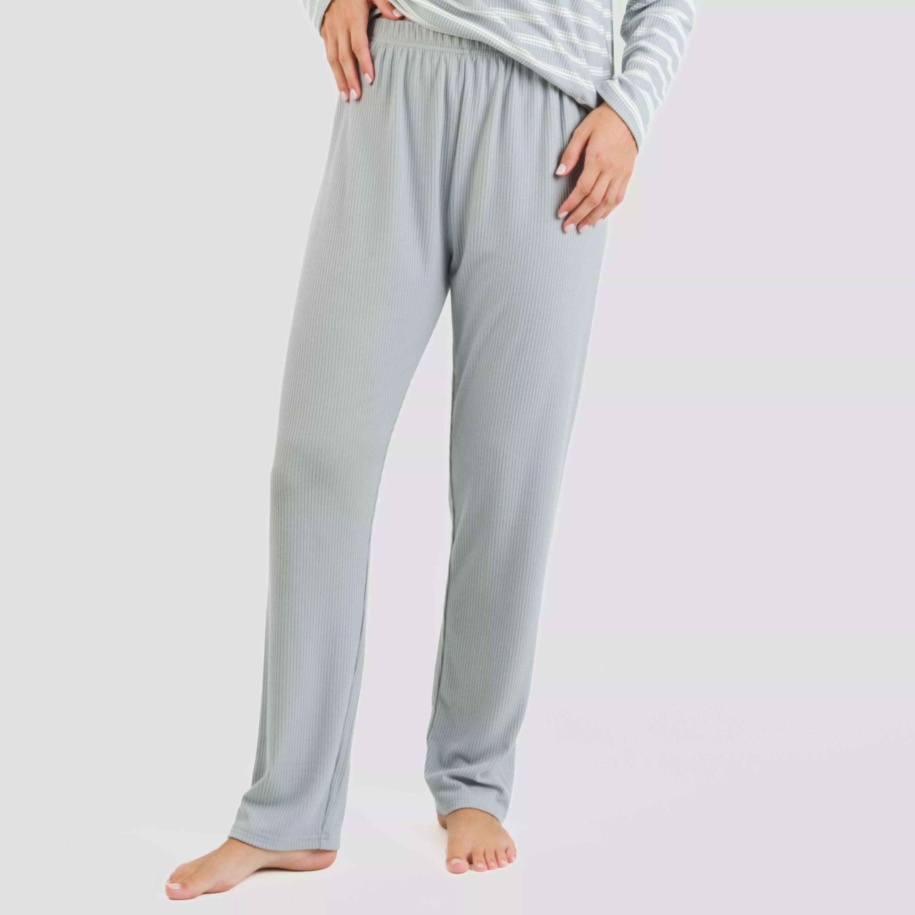 Pijama canelado bicolor