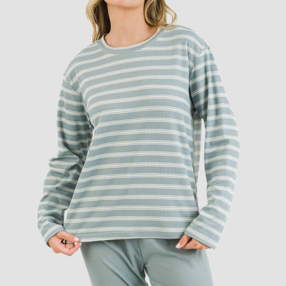 Pijama canelado bicolor