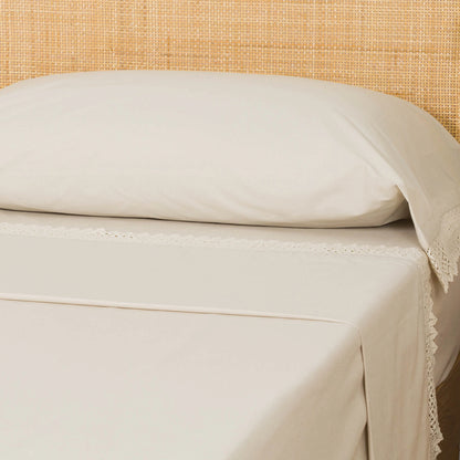 Jogo de lençóis de algodão liso com apliques