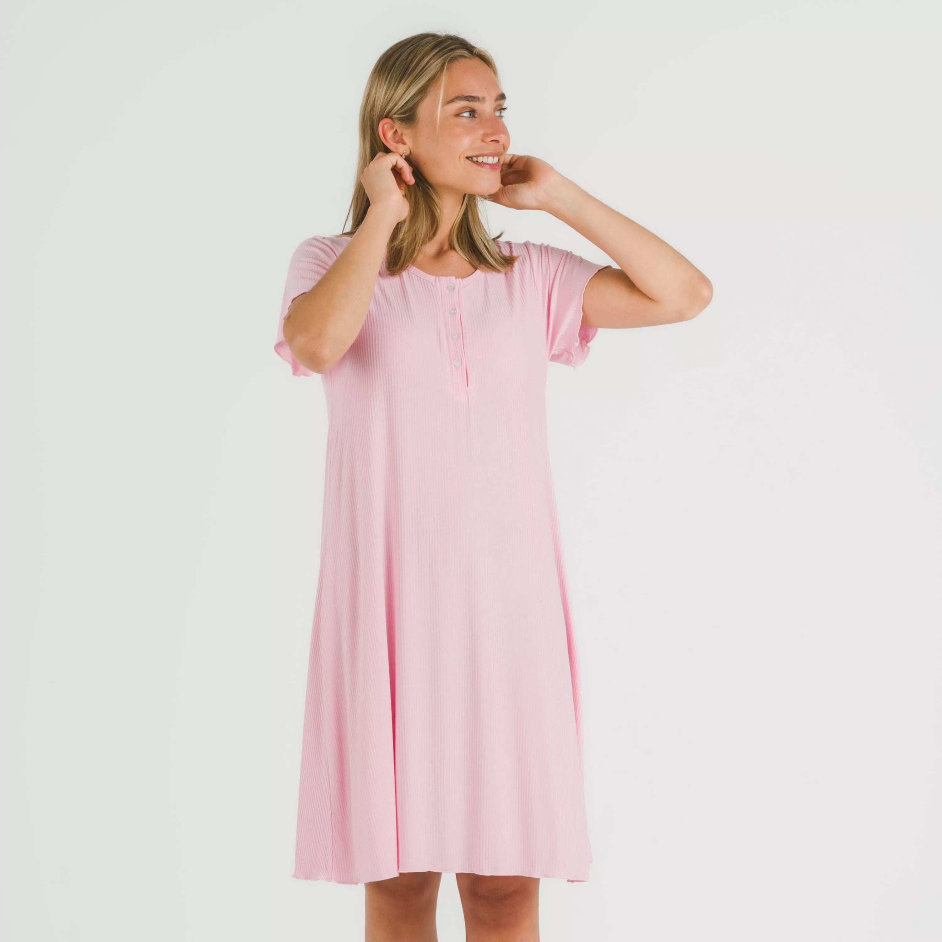 Blusón manga corta canalé viscosa liso