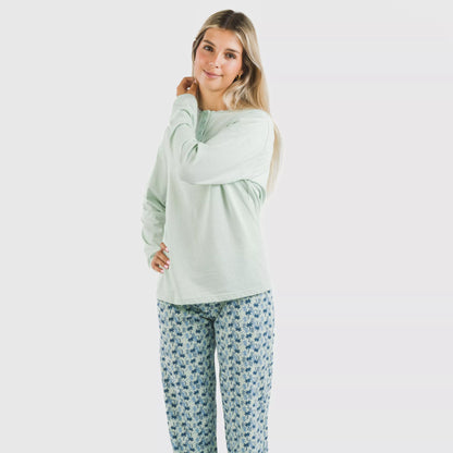 Pijama largo algodón Gaia verde tiffany