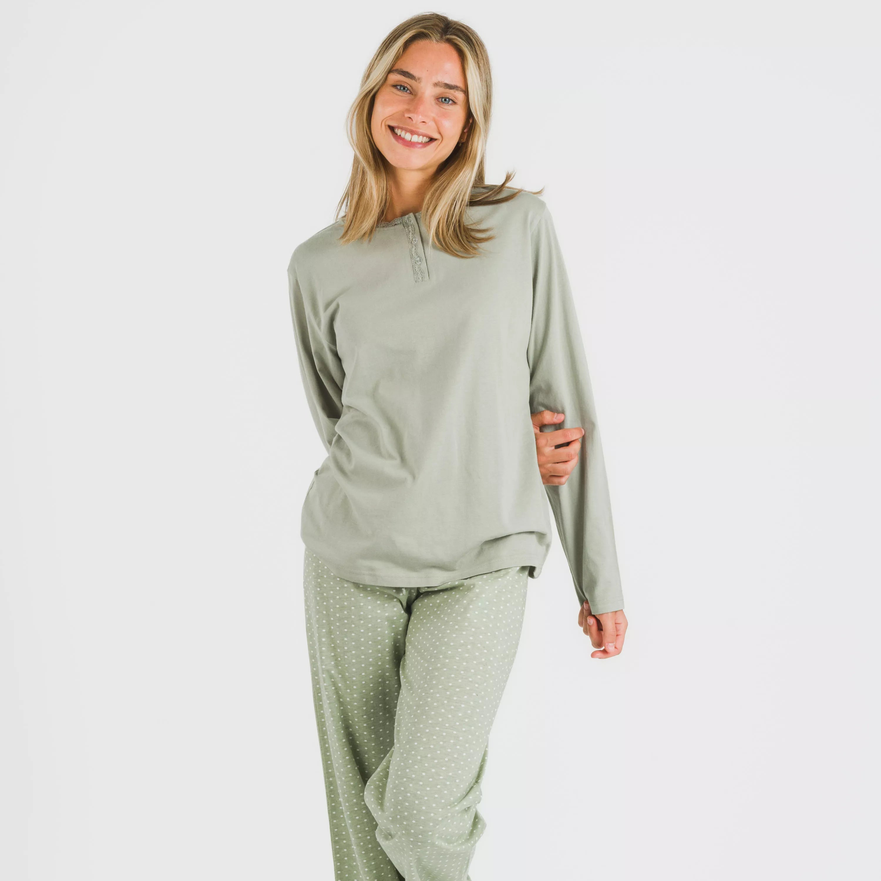 Pijama largo algodón Steve verde caceria