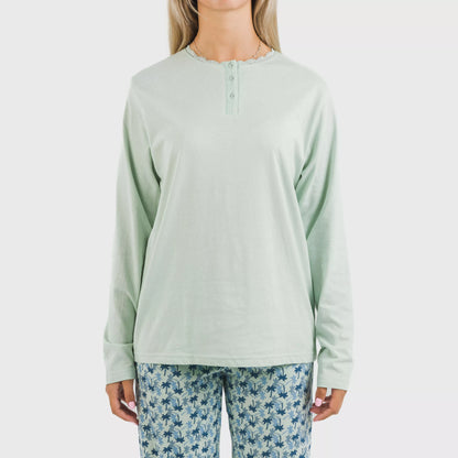 Pijama largo algodón Gaia verde tiffany