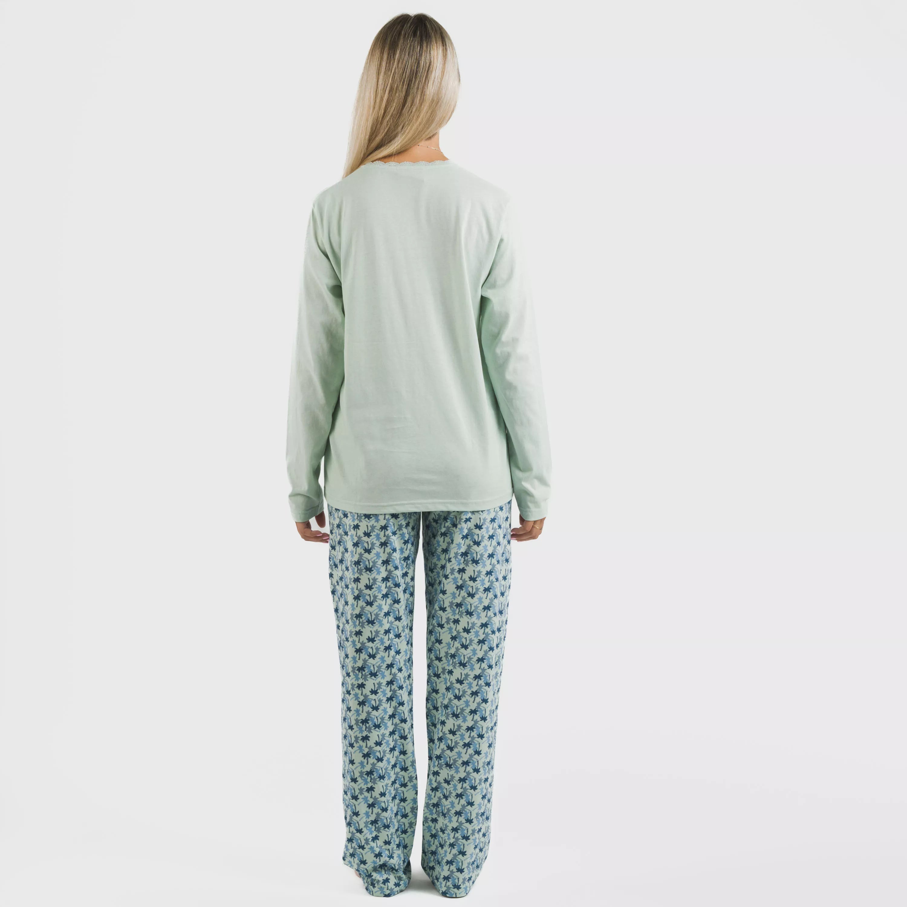 Pijama largo algodón Gaia verde tiffany