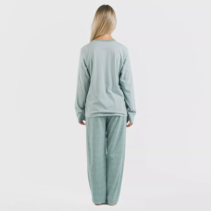 Pijama longo de algodão índigo Anita