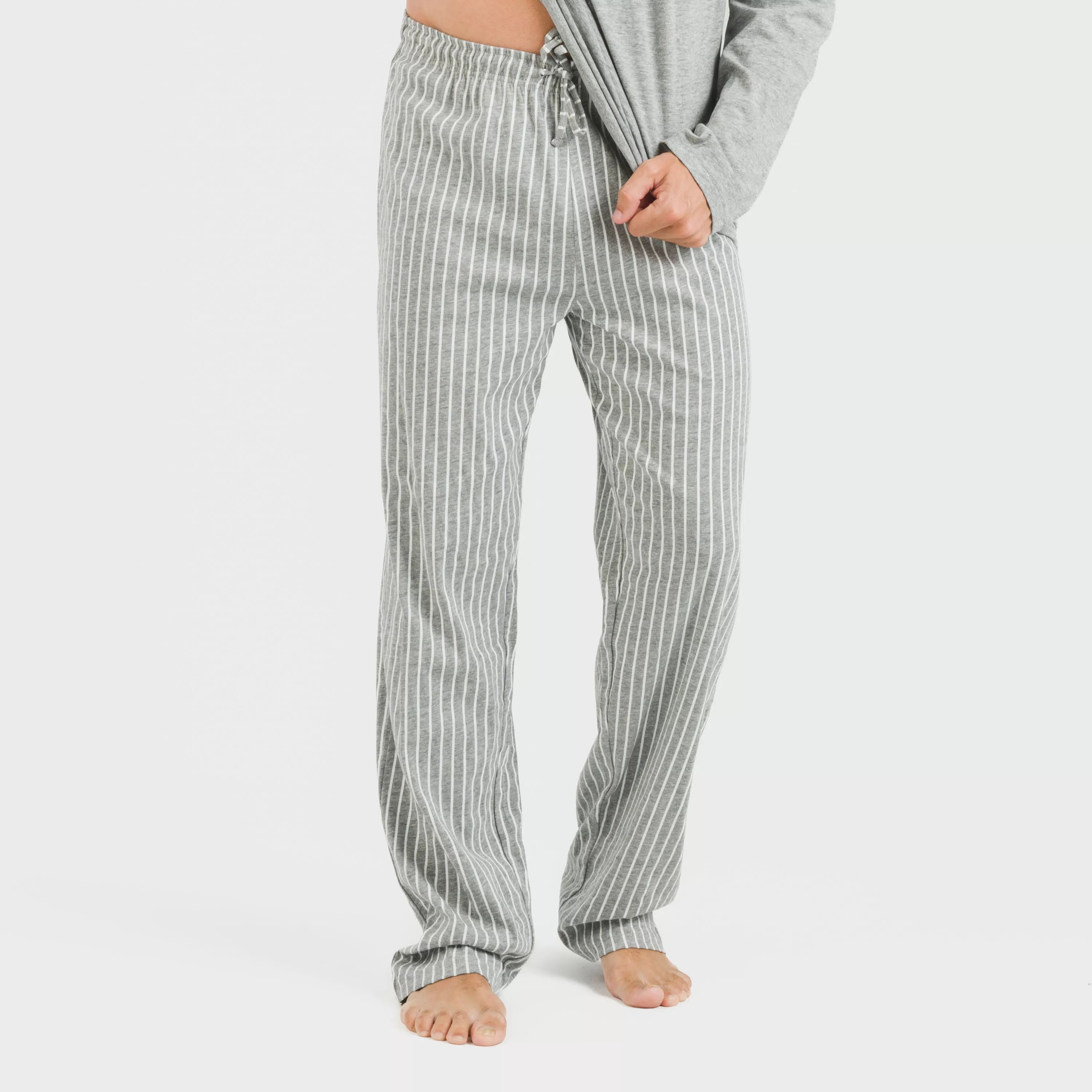 Pijama largo algodón hombre Beto gris mezcliyado