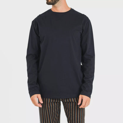 Pijama masculino de flanela listrado azul marinho Vermont