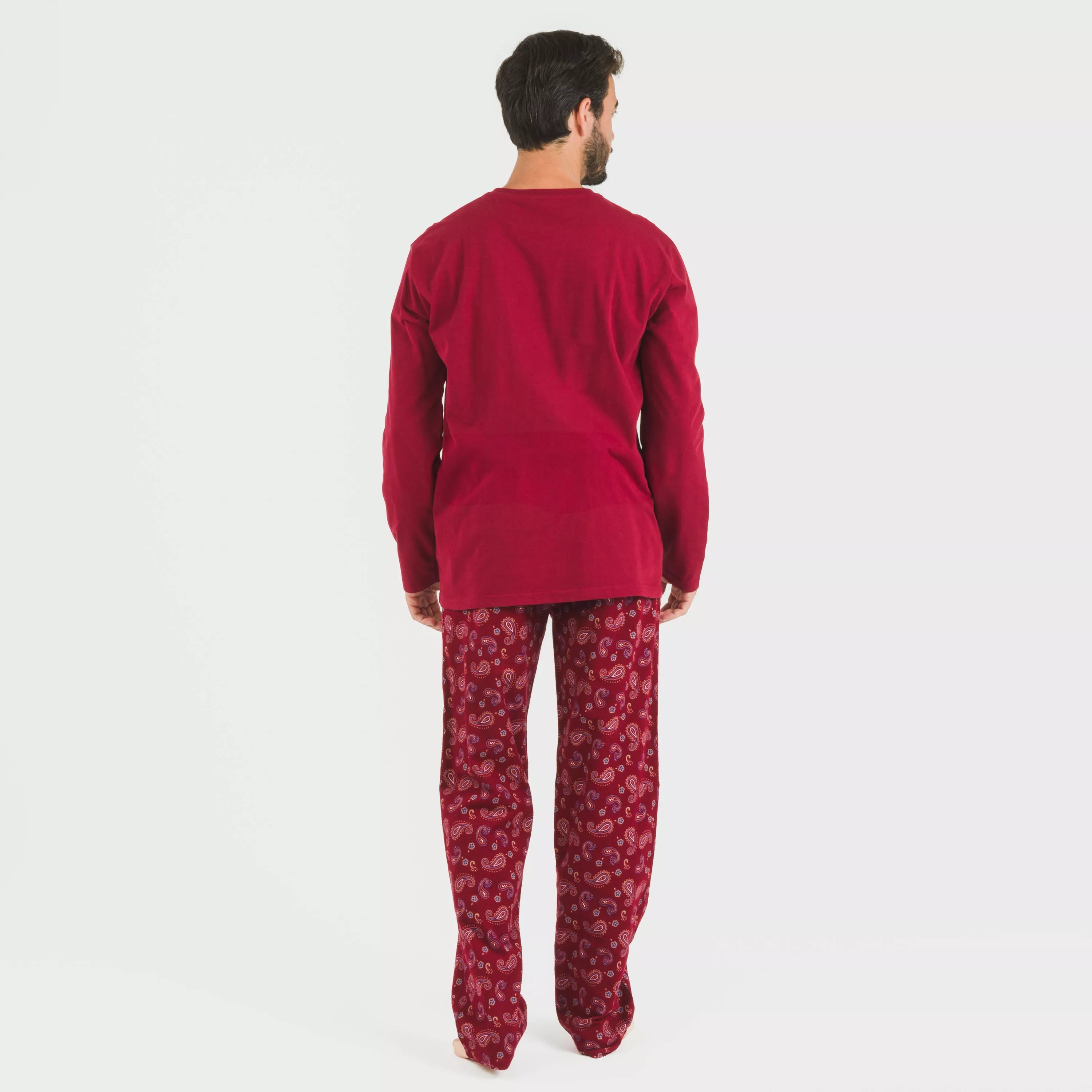 Pijama masculino de flanela Phylis bordeaux