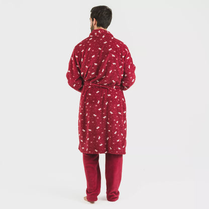 Roupão masculino Cody em fleece coral