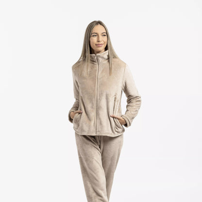 Moletom de veludo bege