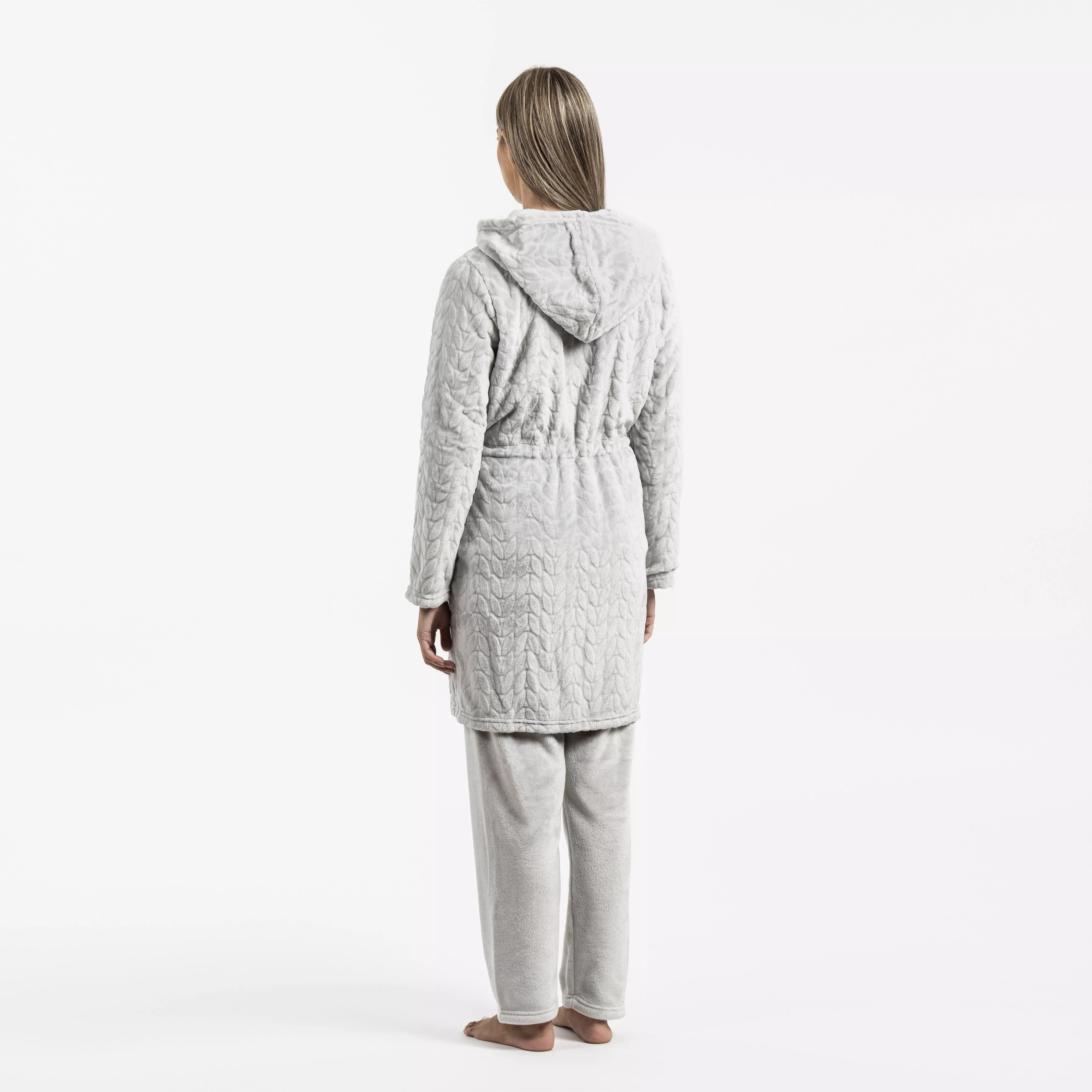 Robe de veludo Devoré liso com capuz.