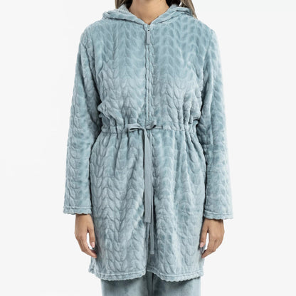 Robe de veludo Devoré liso com capuz.