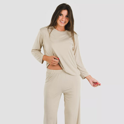 Pijama feminino longo liso de viscose