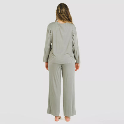 Pijama feminino longo liso de viscose